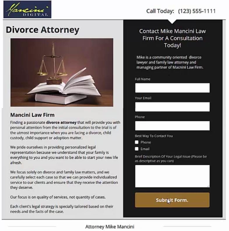 Attorney Landing Page