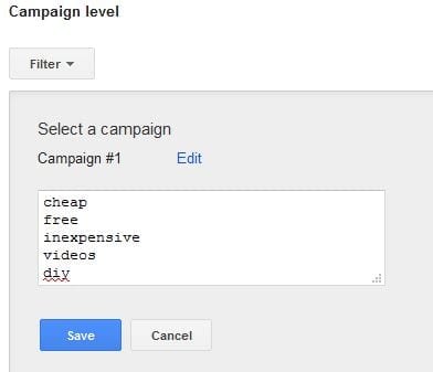 Campaign Level Negative Keywords