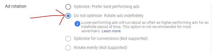 Ad rotation settings